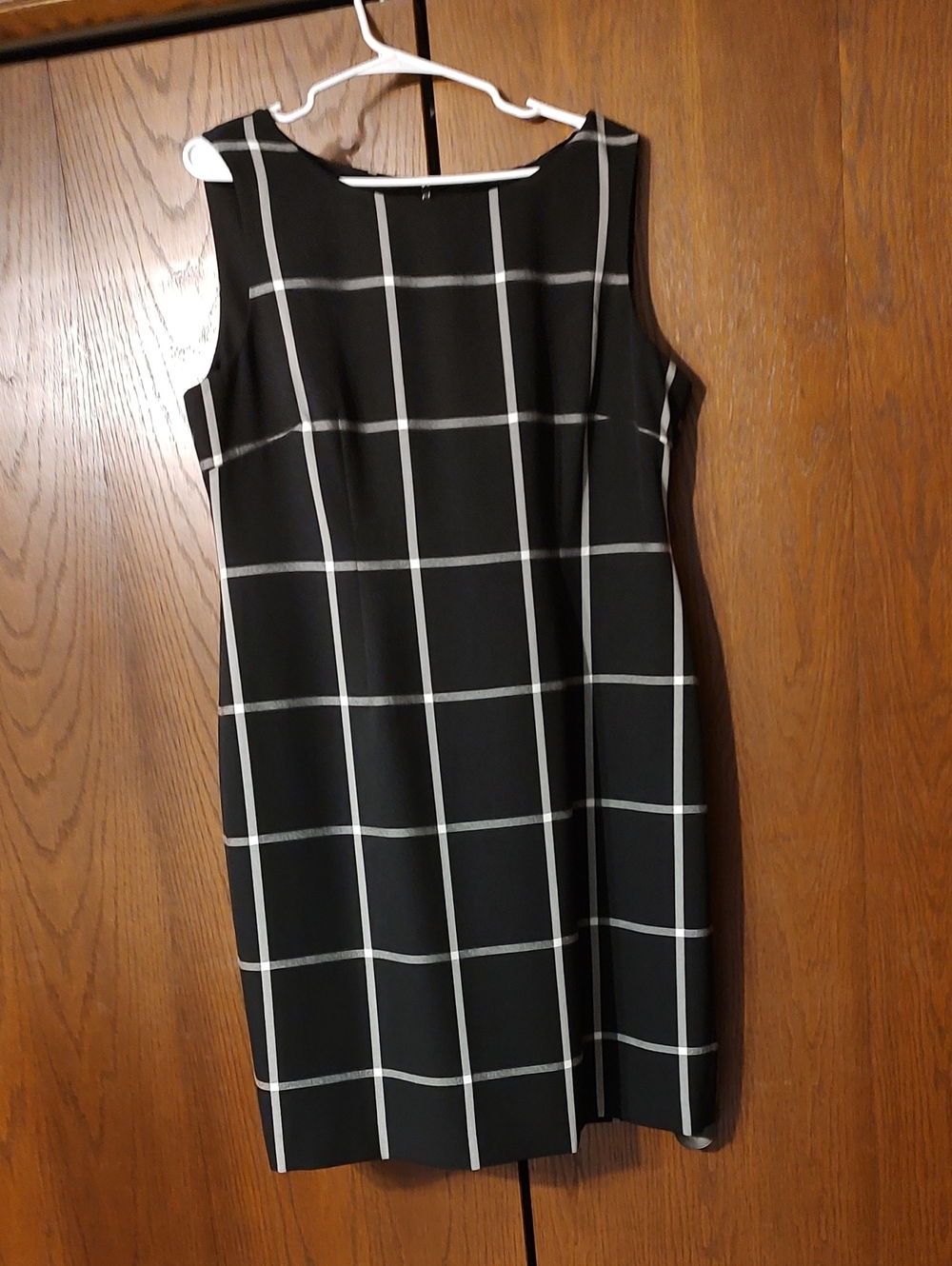 Preston & York Black and White Windowpane Midi Shift Dress